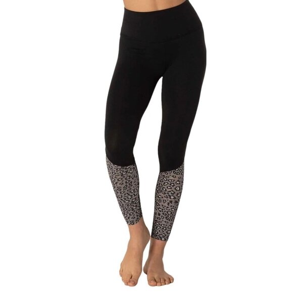 Beyond Yoga Leggings Size Small Black Leopard Back Me Up High Waisted 7/8 Length - Picture 1 of 10
